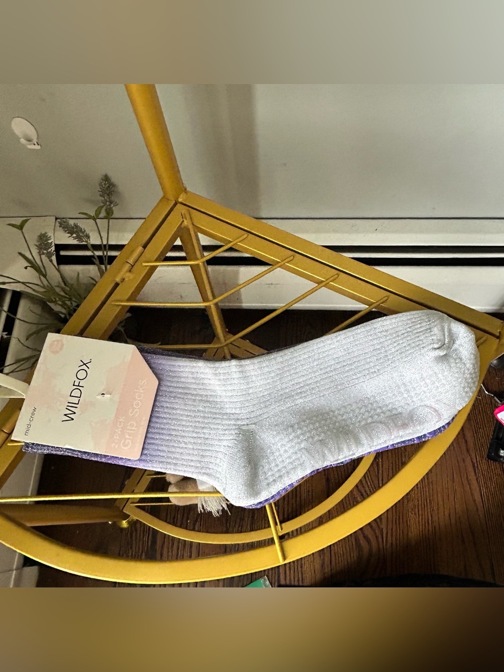 Wildfox women’s mud-crew 2-pack grip socks in ombré glitter one size NEW